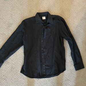 Old Navy Men’s Black and White Pin-Striped Button-Up Shirt